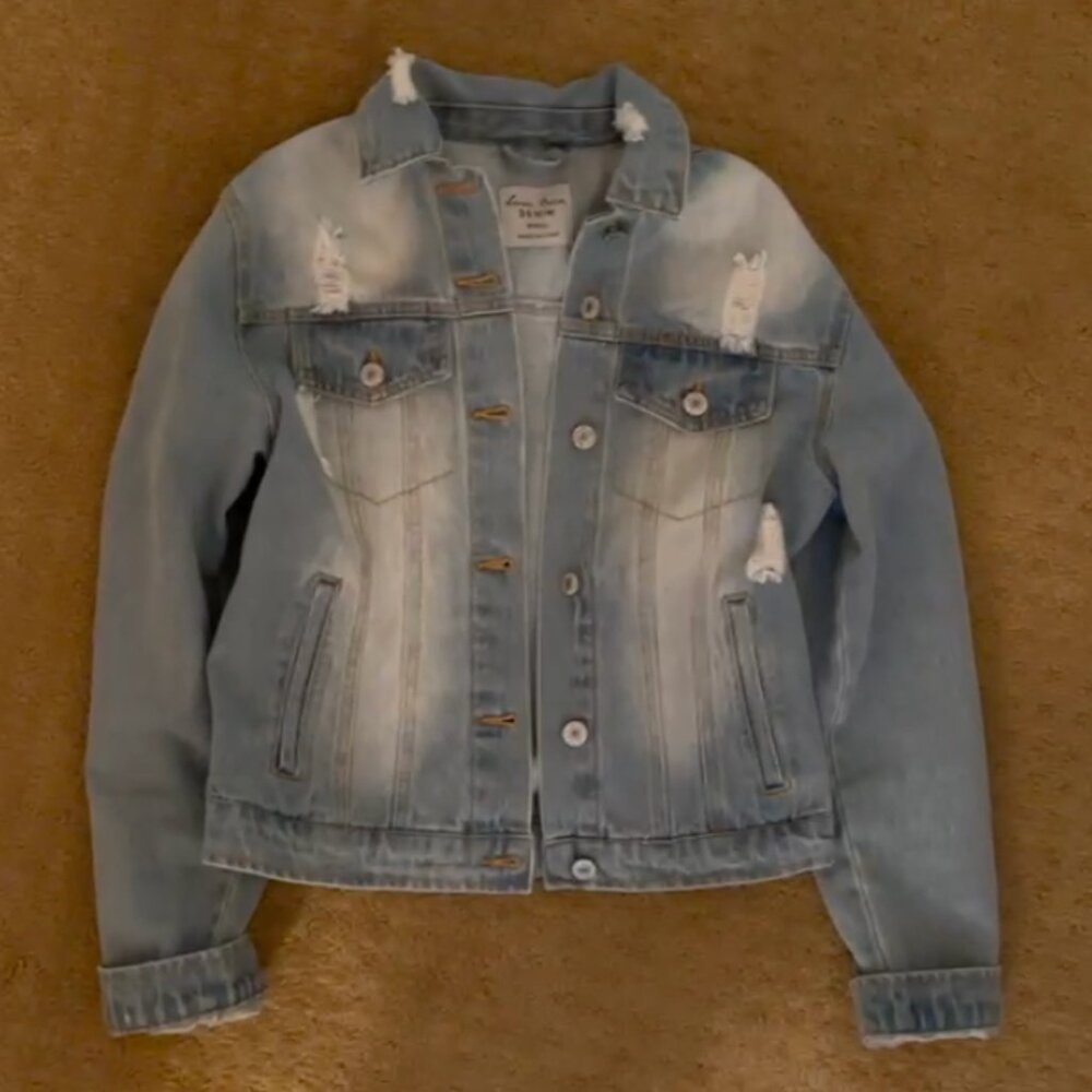Womens Denium Jacket Distressed Aesthetic Trendy